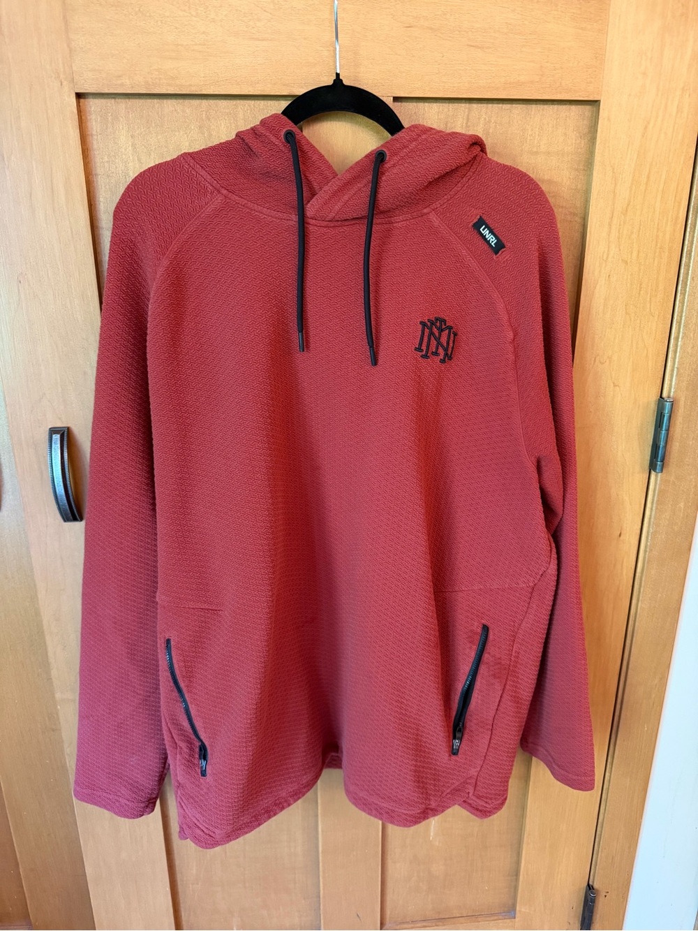 UNRL Men's Red Hooded Pullover Sweatshirt